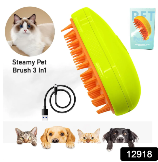 3-in-1 Cat Steamy Brush – Self-Cleaning Pet Grooming & Hair Removal Comb | Fyndbox India