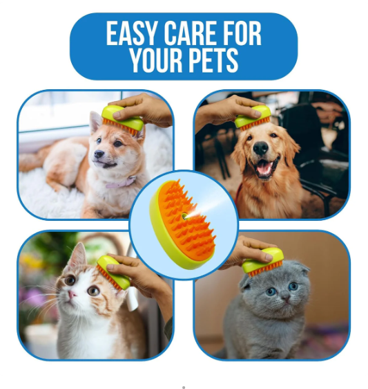 3-in-1 Cat Steamy Brush – Self-Cleaning Pet Grooming & Hair Removal Comb | Fyndbox India