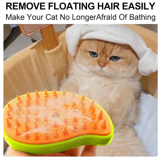 3-in-1 Cat Steamy Brush – Self-Cleaning Pet Grooming & Hair Removal Comb | Fyndbox India